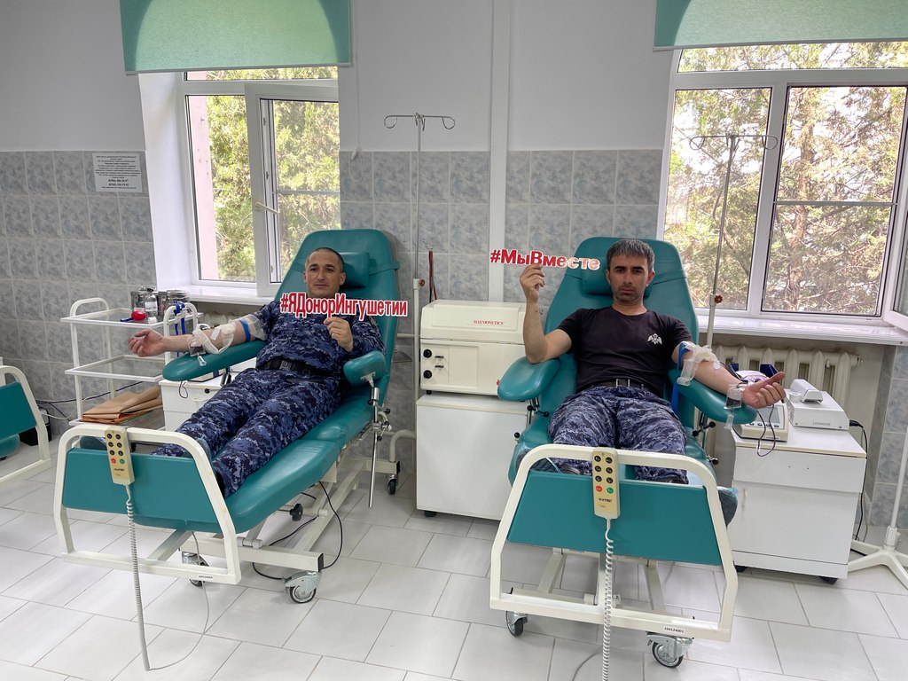 Новости Ингушетии: В донорской акции приняли участие росгвардейцы из Ингушетии