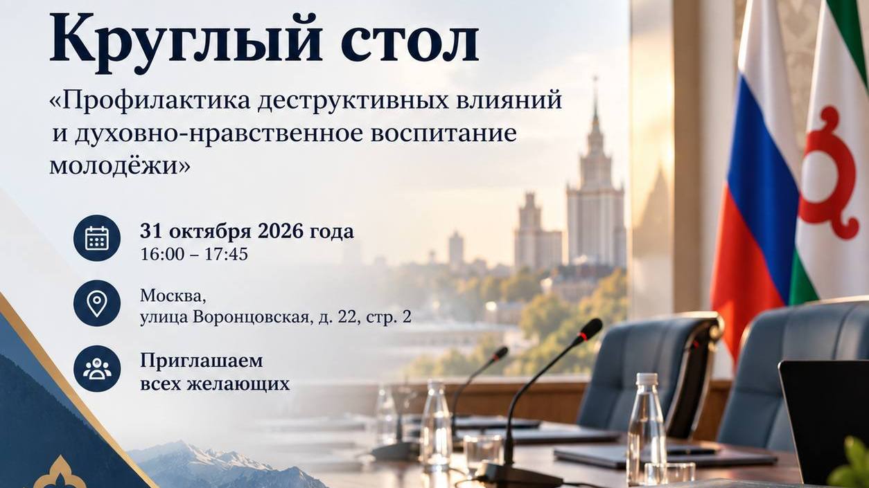 В Постпредстве Ингушетии в Москве обсудят защиту молодежи от интернет-угроз