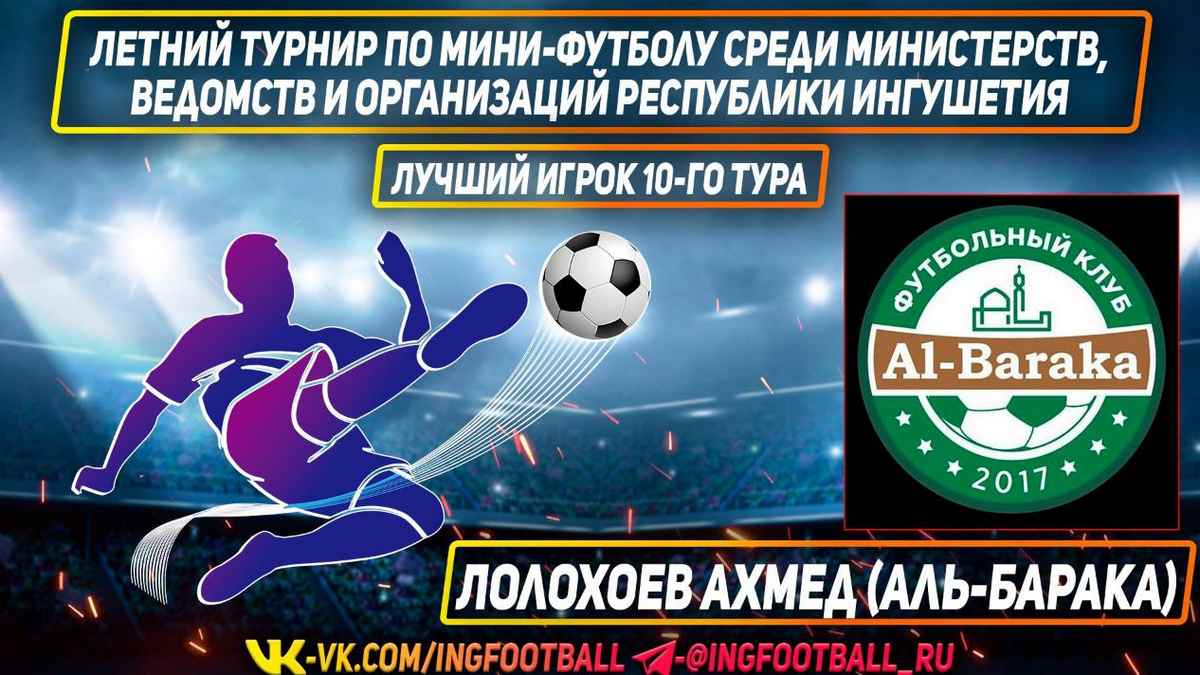 Ахмед Лолохоев из Экажево - лучший игрок 10-го тура турнира по мини-футболу